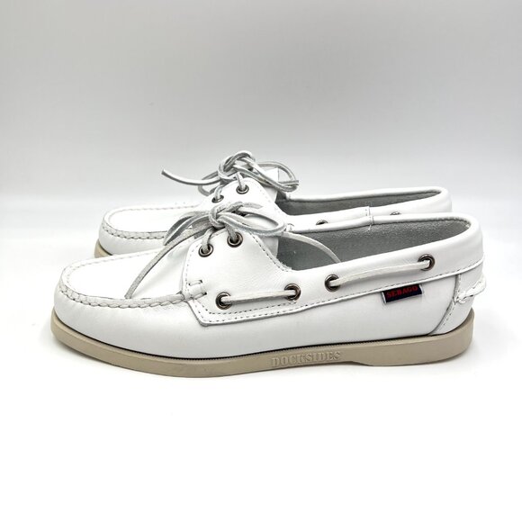 Sebago Docksides Portland Womens Size 10 White Leather Boat Shoes Loafers - Picture 6 of 12